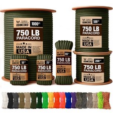 Three Vikings Paracord Rope - Made in USA - 750lb - 100% 50 ft, Olive Drab 