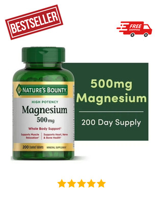 Nature's Bounty Magnesium Supplements 500 Mg 200 Count (Pack of 1)
