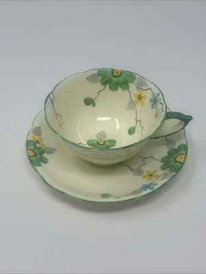 Vintage Art Deco Hand Painted China By Paragon England Flowers Cup & Saucer