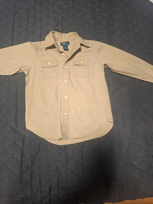 Polo by Ralph Lauren Jungen Hemd Basic Langarm Kragen Baumwolle Beige Gr. S