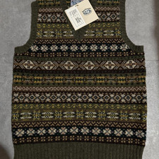 Jamieson  s of Shetland Fair Isle Knit Cardigan Brown Green multicolor Size M