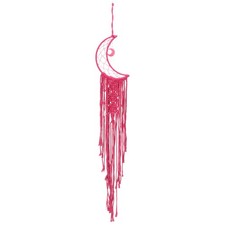 Moon Star Dream Catcher Decor, 35" Macrame Woven Wall Hanging, Red