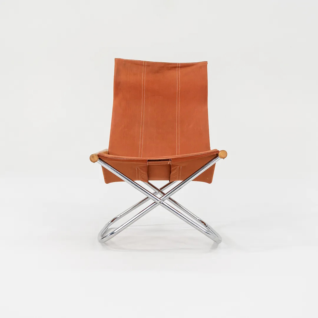 1970s Takeshi Nii Nychair X Rocking Lounge Chair in Beech, Canvas
