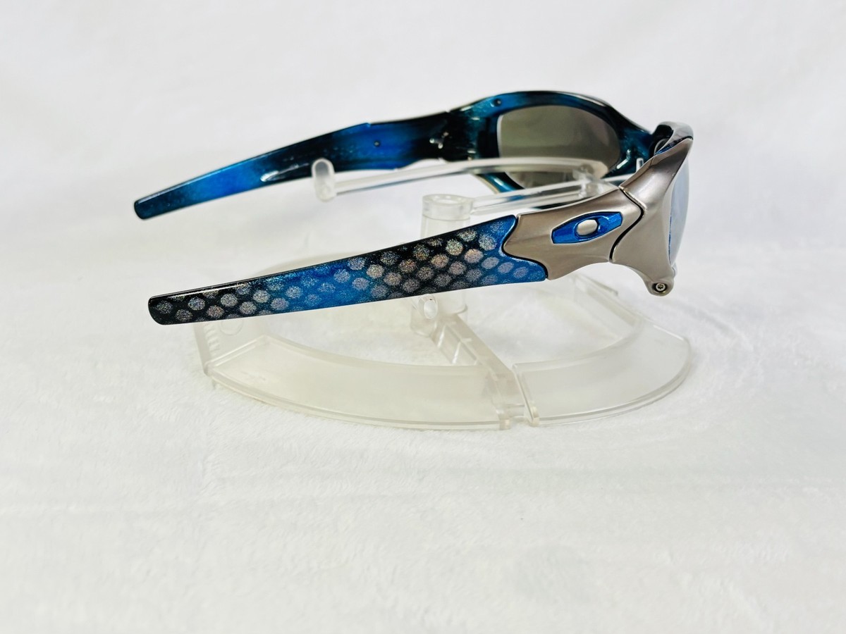 Custom Oakley Pit Boss 1 Blue Holo Hex Sunglasses with Fuse Chrome Custom Oakley Pit Boss 1 Blue Holo Hex Sunglasses with Fuse Chrome