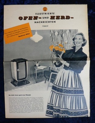 STOVES and stoves 1958/9: Buderus, illustrated brochure living room + kitchen, 12 pages