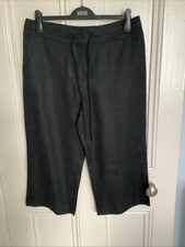 Tu Women’s Cropped Black Linen Trousers Front And Back Pockets Size 14 NWOT