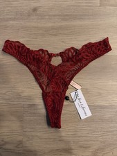 Victoria  s Secret For Love  Lemons Red Cutout Lace Thong