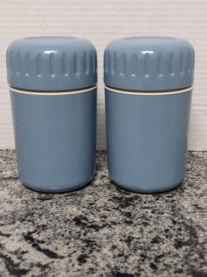 2-Tupperware Thermos Hot Cold Light Blue 2144A 16 oz Soda Can Vintage twist lid