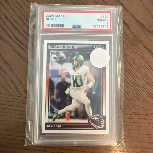 2024 Score - Bo Nix #332 Rookie Card  PSA 8  NM-MT