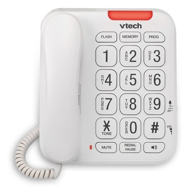 VTech SN1107 Corded Phone with Oversized High-Contrast Buttons, 10 Number Speed