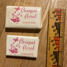 Vintage Set of Two Colgate Palmolive Bouquet Floral Mini Hotel Bar Soaps
