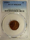 PCGS MS 62 Red Brown 1928-S Lincoln Cent