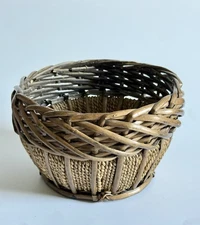 Vintage Rope & Wicker Basket 8”x5”-Planter, Storage, Boho Rustic Farmhouse Decor