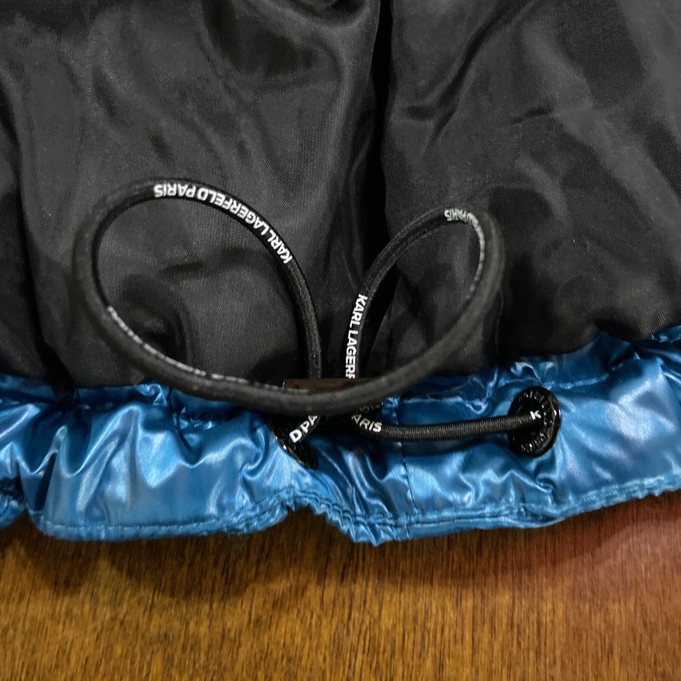 KARL LAGERFELD /Women's Hooded Down Puffer Jacket/ Blue /Size XL eBay