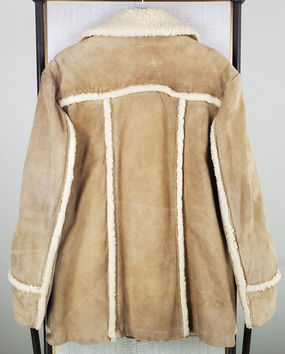 VTG ROYAL CLAN Size Large Mens Split Cowhide Sherpa Rancher Jacket Coat Leather - Picture 5 of 16