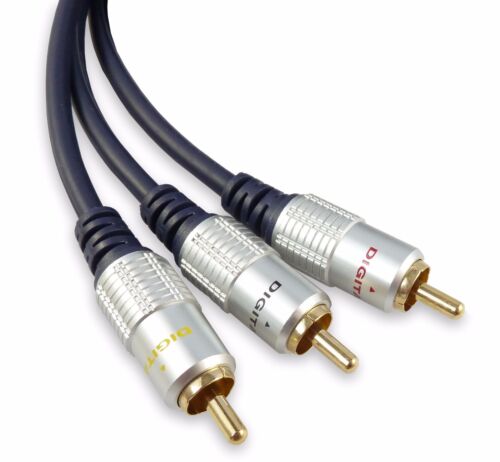 Deluxe 3M Triple RCA Phono Cable Audio Video Lead Gold Plated OFC 3 Metre - Picture 1 of 1