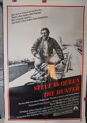 1980年 Steve McQueen THE HUNTER ポスター Original Movie Poster THE HUNTER, bounty hunter Steve McQueen in