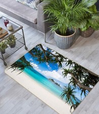 3D Coconut Tree Beach Ocean NAO5092 Game Rug Mat Elegant Photo Carpet Mat Fay
