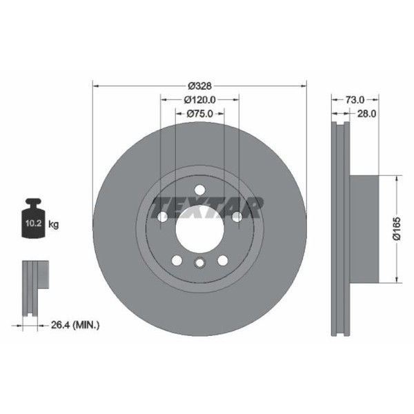 Textar 2X Bremsscheiben Vorne Ø328 Mm BelüFtet Beschichtet FüR BMW X3 X4 F25-image