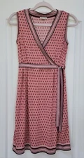 Max Studio Jersey Dress Women's Size XS Pink Floral Sleeveless Tie Waist 