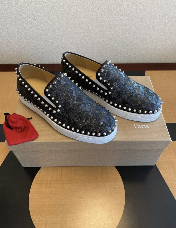 New Authentic Christian Louboutin Women Pik Boat Spiked Sneaker