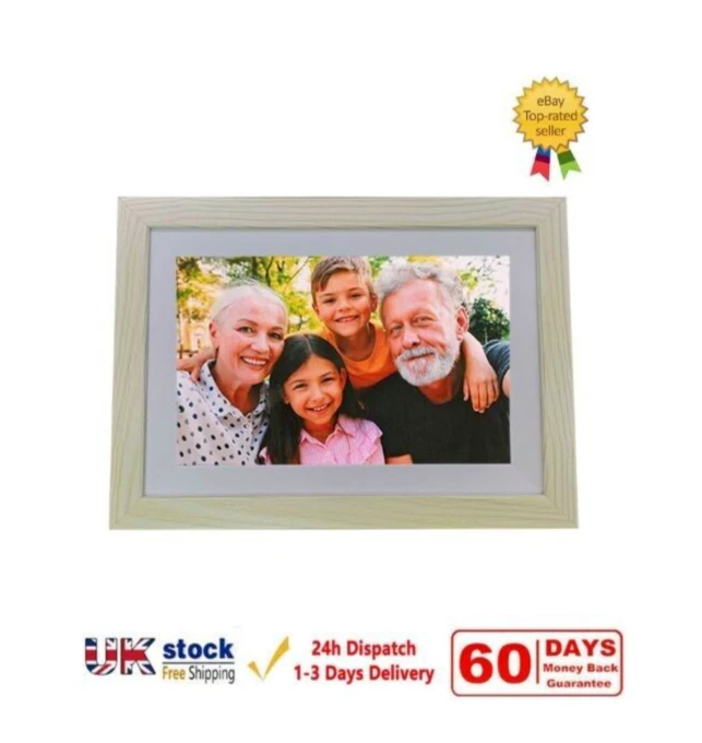 WiFi Digital White Wood Photo Frame 10.1inch Touch Screen 16GB Christmas Gift - Image 3 of 4