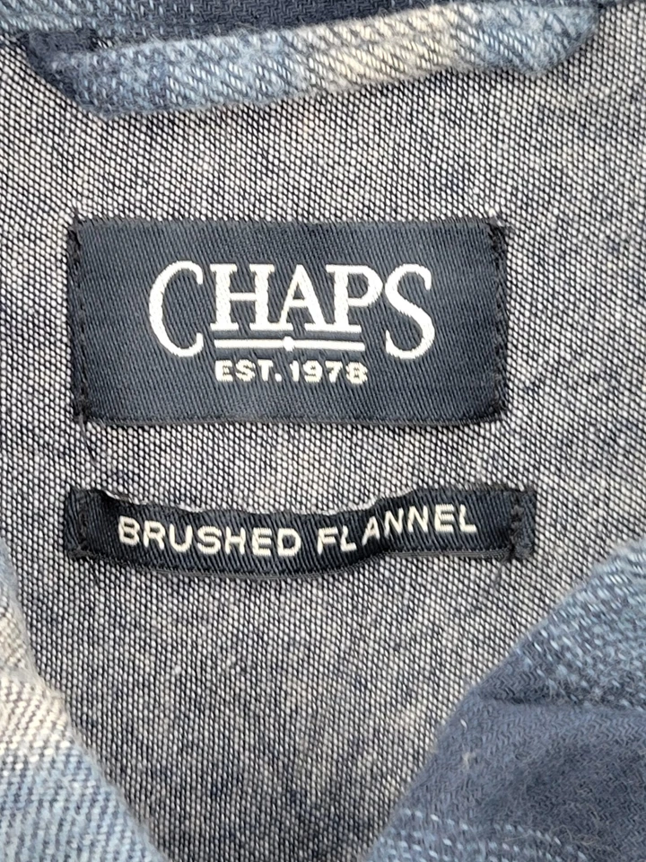 Camisa Ralph Lauren Chaps Para Hombres 2XL Azul Azteca Rayas Franela Cepillada Abotonada Foto 3 de 4