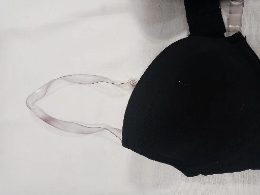 Sujetador de moda Forms para mujer negro liso ajustable correas transparentes talla 32 B Foto 2 de 4