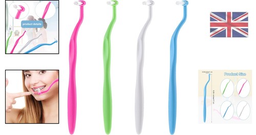 Compact 4-Pack Tufted Toothbrushes with Built-In Tongue Scraper & Durable Handle - 第 2/10 張圖片