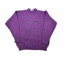 Vintage The Sweater Shop Jumper Mock Neck Wool Embroidered Purple Sweater XL