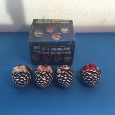 Set Of 4 Woodland PineCone Ornaments