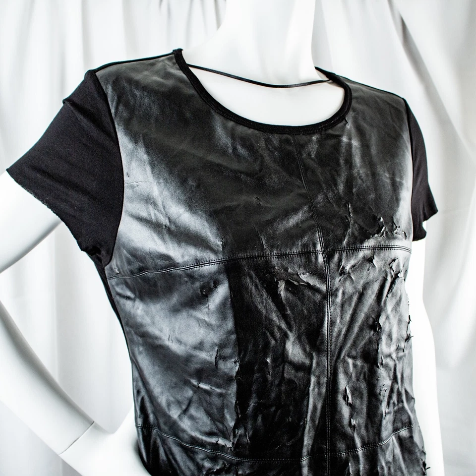 VINCE CAMUTO New Black Leather Women Top Size L - Image 2 of 4