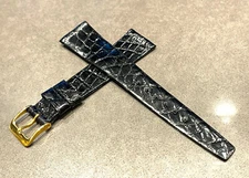 Vintage Stylecraft Black Alligator Watch Band made in Canada - 20mm Lugs