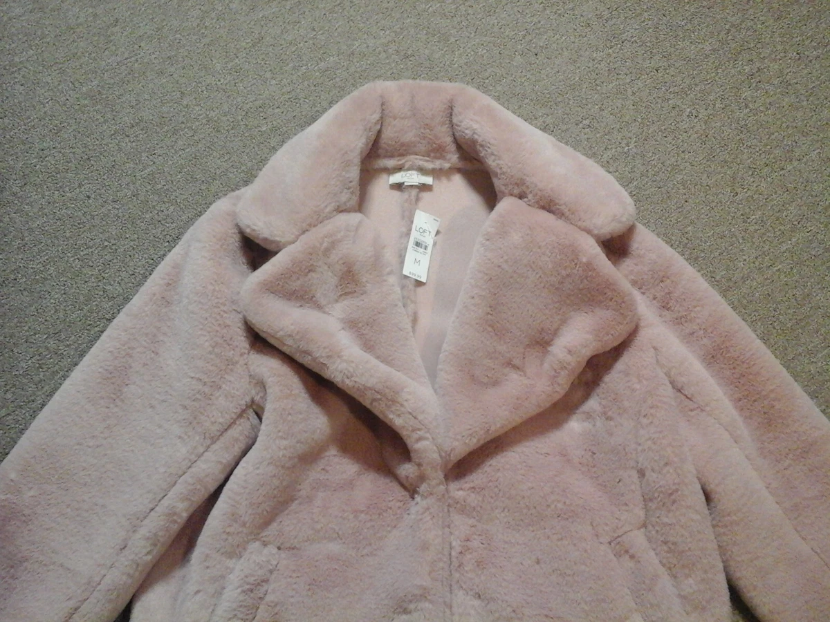 Loft Outlet,NWT,pink long sleeve heavy faux fur jacket/coat,womens M | eBay