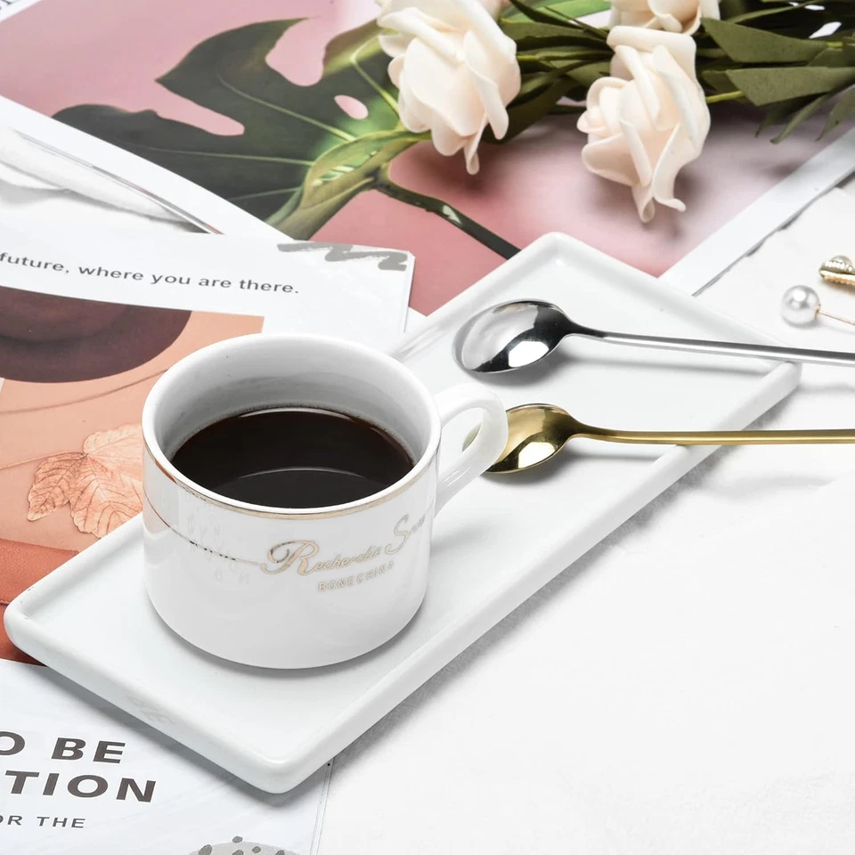 Белый поднос для ванной, керамические подносы для туалетного столика, лоток для хранения раковины ванны Orga упаковка 2 шт. - Изображение 4 из 4