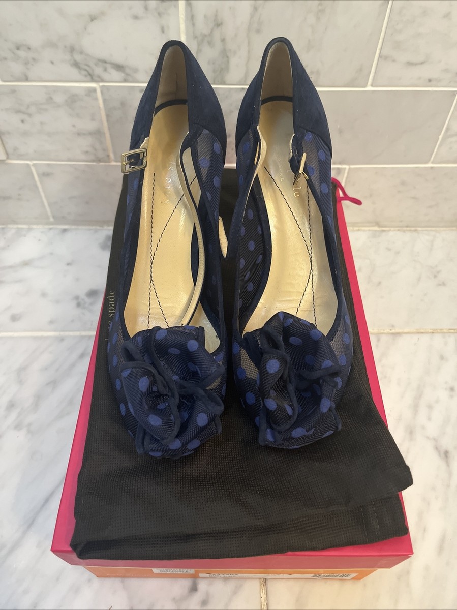 Kate Spade Didi Shoes Wedding Mesh Polka Dot Bow Mary Janes Pumps Size B