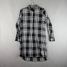 Madewell Flannel Shirt Dress Womens Extra Small Black Plaid Cozy Cute Pockets