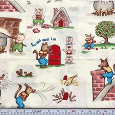 Michael Miller The Three Little Bears Cream Cotton Fabric by the HALF YARD
