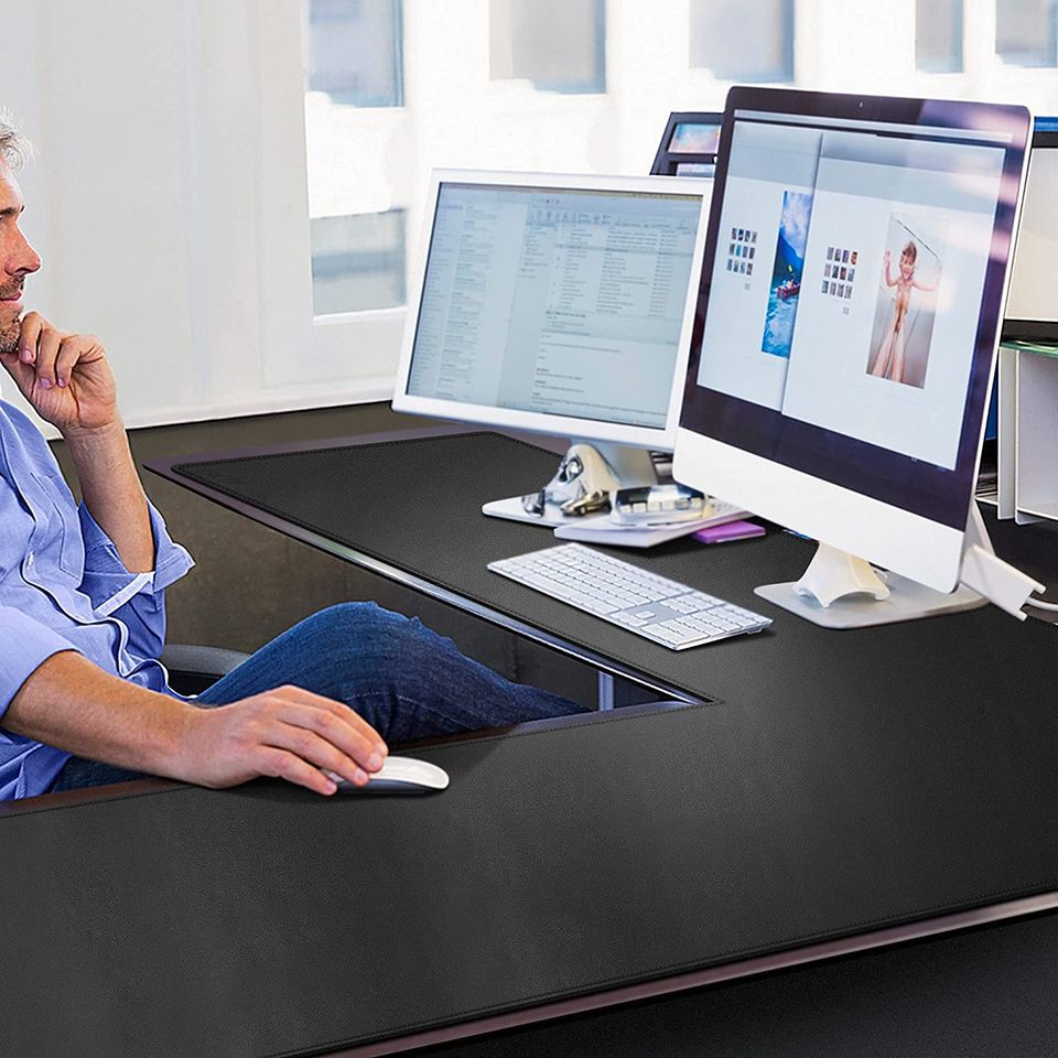 L Shaped Desk Pad PU Leather Computer Corner Desk Mat 59 Gaming Mouse