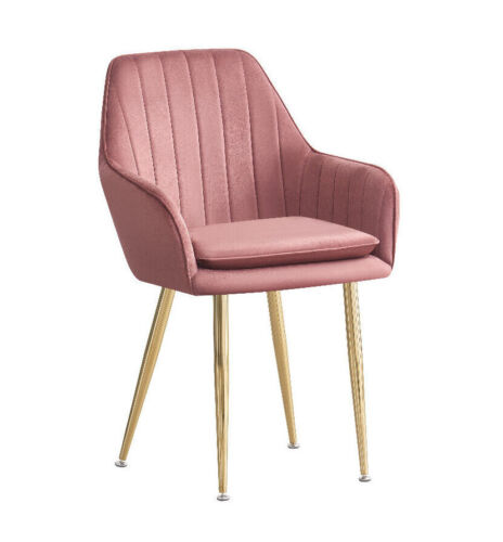 Tela de terciopelo tapizado Sillón Comedor, Silla de oficina en casa con patas de metal - Imagen 8 de 13