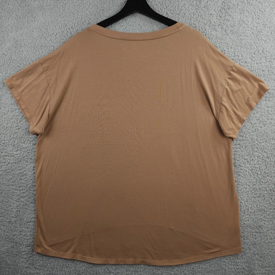 Camisa para dormir Ann Taylor LOFT para mujer M marrón de gran tamaño cuello redondo bolsillo salón Foto 2 de 4