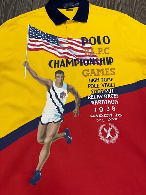 Mens Polo Ralph Lauren Championship 1938 Games Olympic Big Logo T