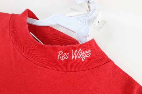 Vintage 90s Puma Mens 2XL Faded Spell Out Detroit Red Wings Mock Neck T-Shirt - Picture 5 of 9