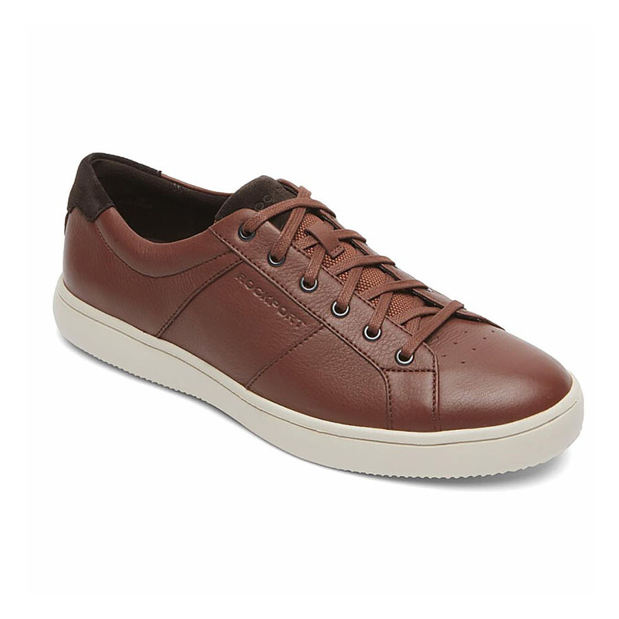 【marron】 Rockport Men's Jarvis Lace To Toe Cognac Leather Sneakers