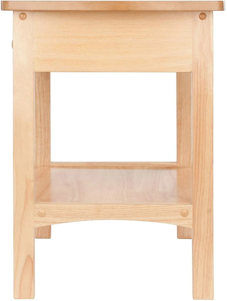 Winsome Mesita de Noche Curvada de Madera Claire/Mesa de Acento Natural (Juego de 2) Foto 2 de 4