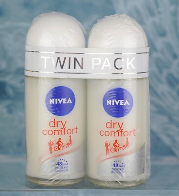 NEW SEALED TWIN PACK Nivea deodorant  Dry Comfort Roll-on 48h   1.7 Oz ea.