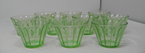 LOT of 10 Vintage HAZEL ATLAS Green Depression Nut Dishes Custards