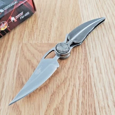 Indian Feather Folding Knife Stainless Steel Blade Antique Finish Metal Handle