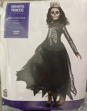 Skeleton Dreadful Dark Goth Princess Costume For Girls - Size Large 12-14 NIP