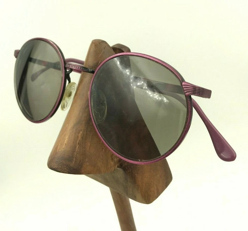 Gafas de sol redondas vintage Alexander Julian colores puerto púrpura rosa SOLO MARCOS Foto 3 de 4